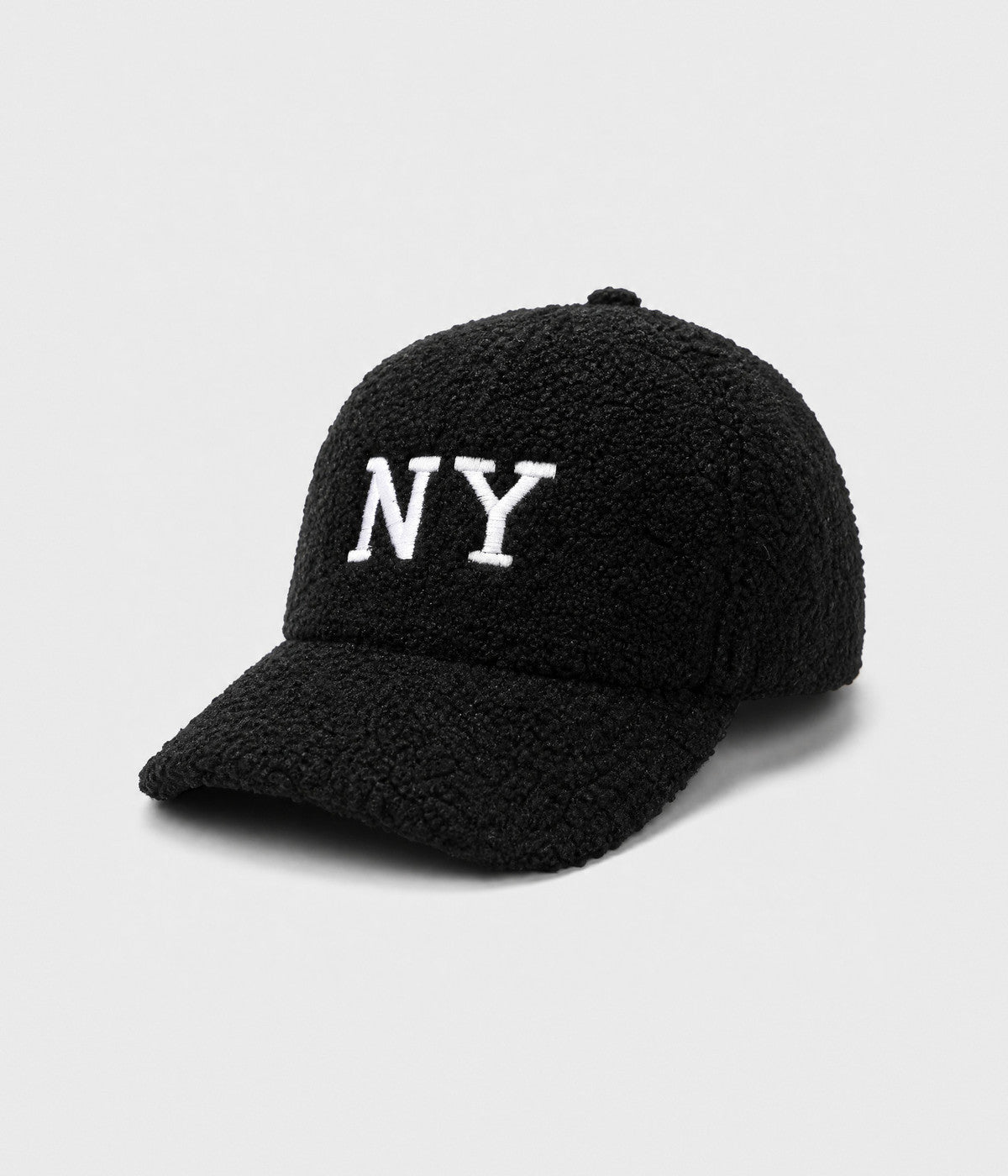 NY TEDDY. teddy plush cap in BLACK, side view