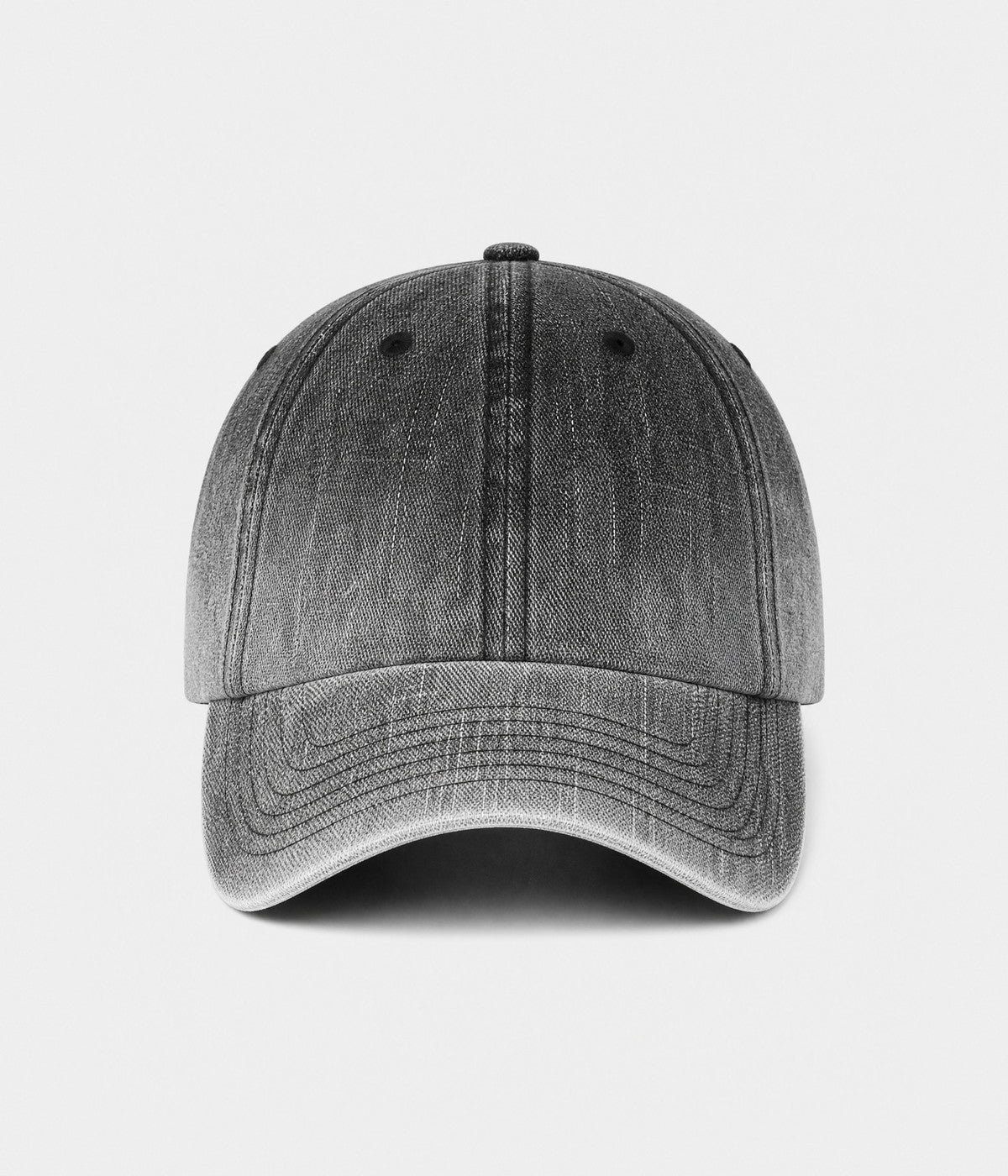 DENIM FADE. washed cotton cap in black, front view