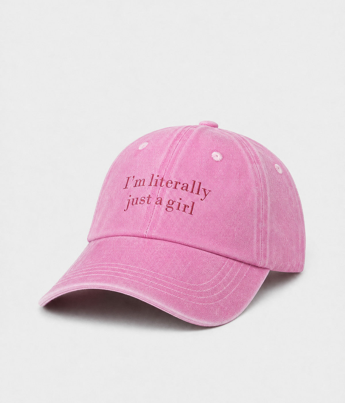 I'M LITERALLY JUST A GIRL. washed cotton cap in PINK, side view