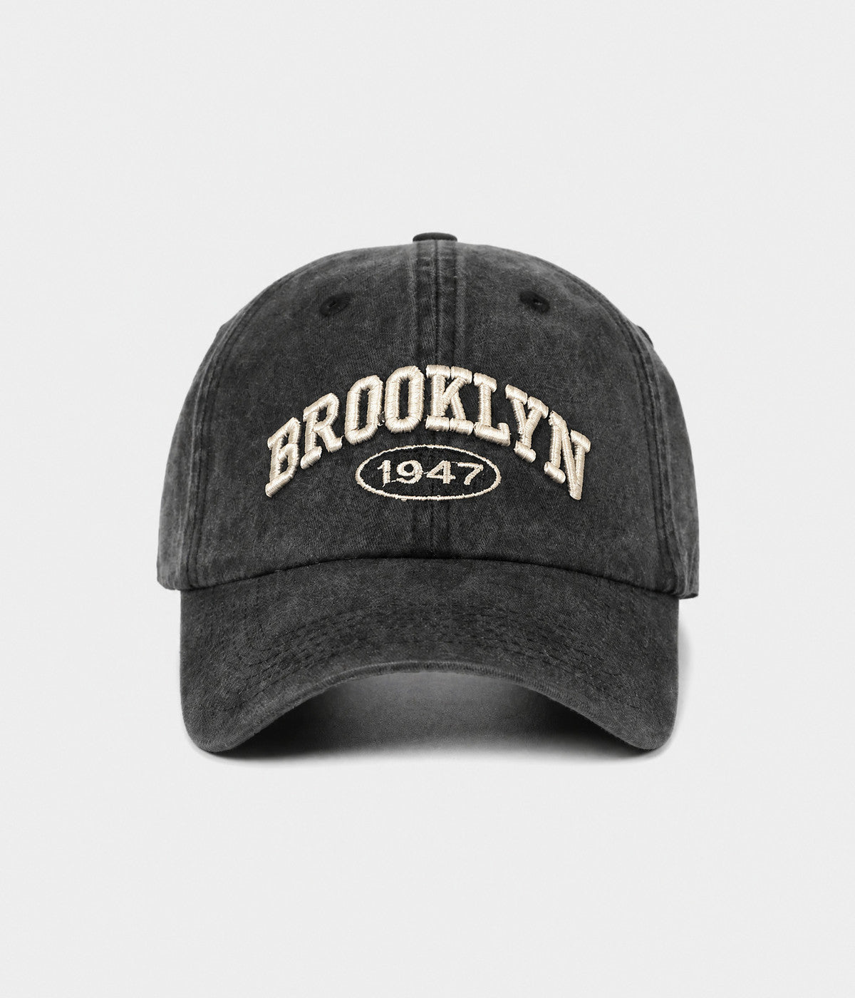 BROOKLYN 1947. washed cotton cap in BLACK, front view