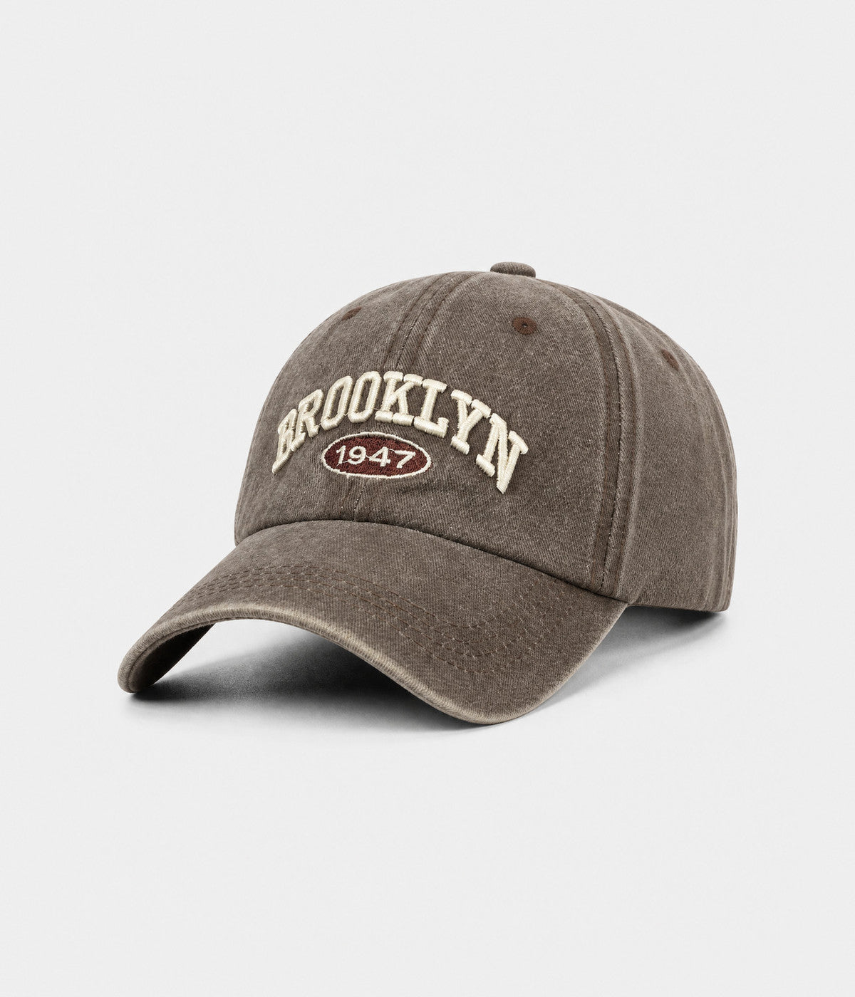 BROOKLYN 1947. washed cotton cap in BROWN, side view