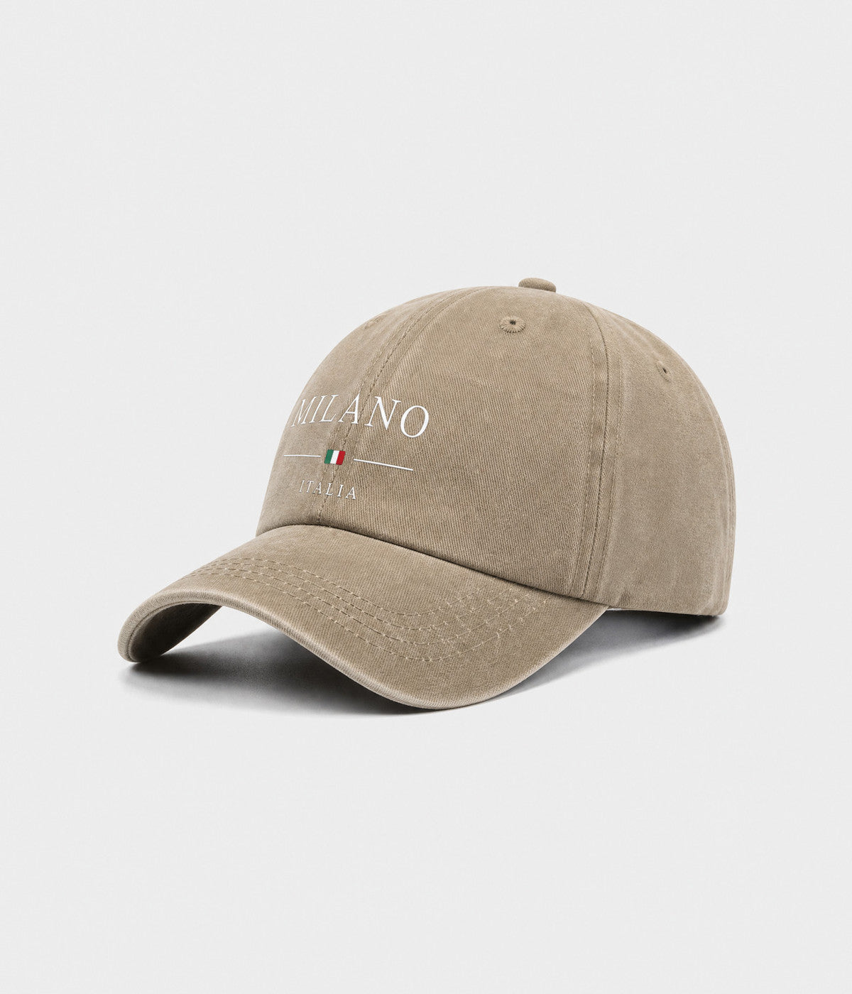 MILANO. washed cotton dad cap in KHAKI, side view
