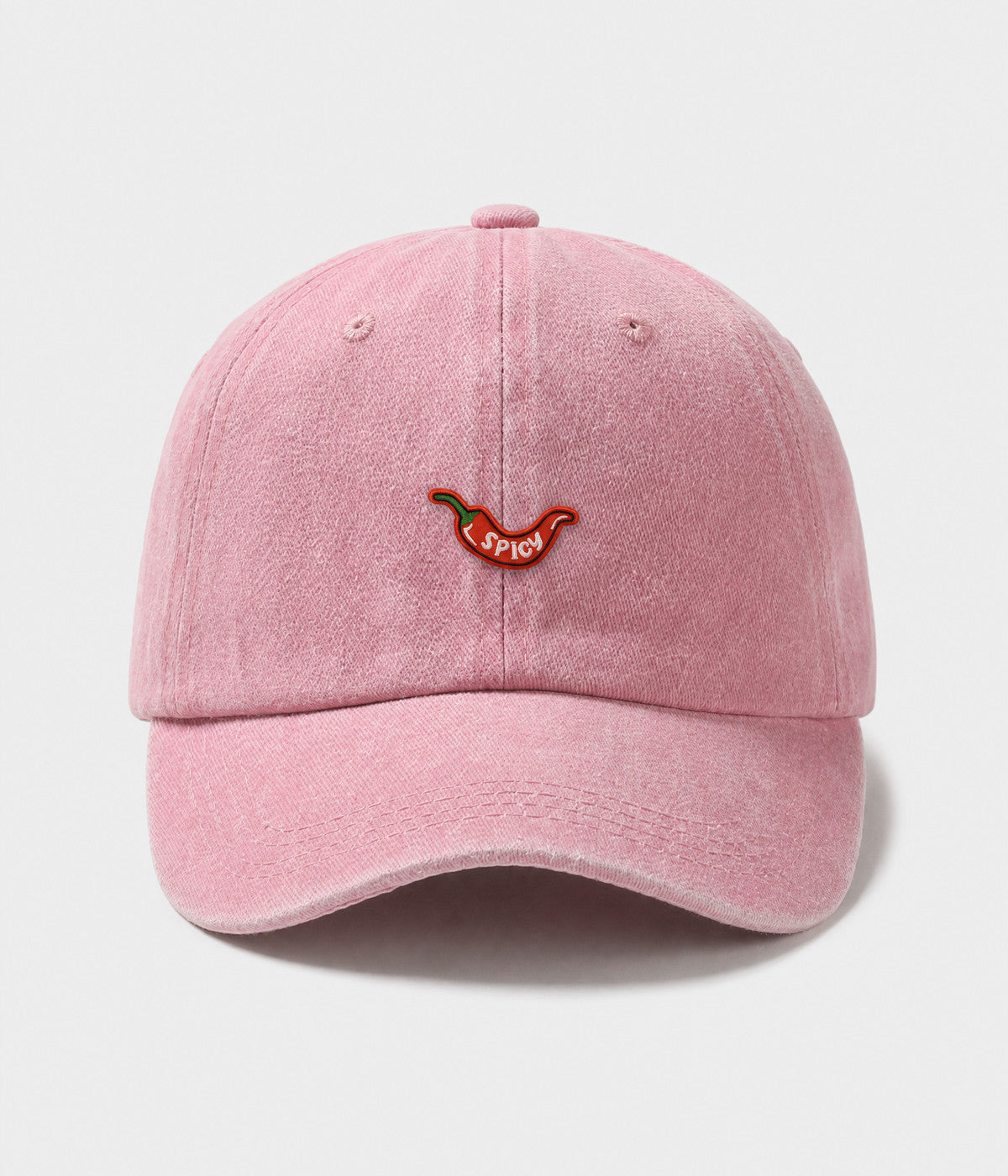 SPICY. washed cotton dad cap in PINK, front view