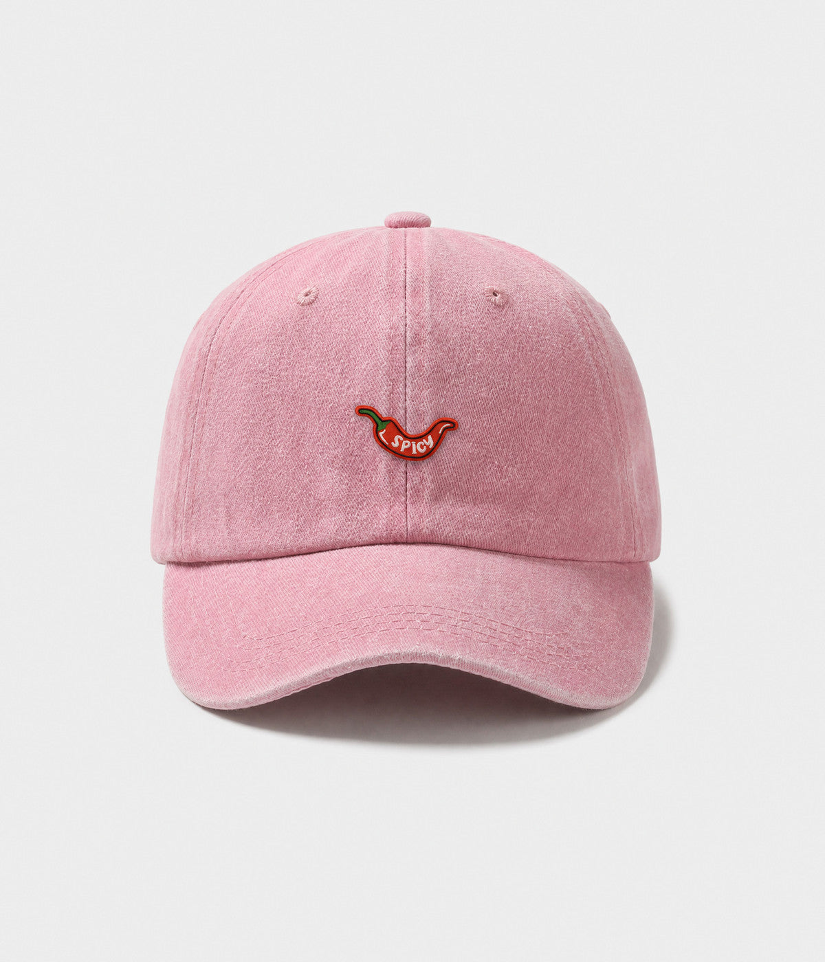 SPICY. washed cotton dad cap in PINK, front view