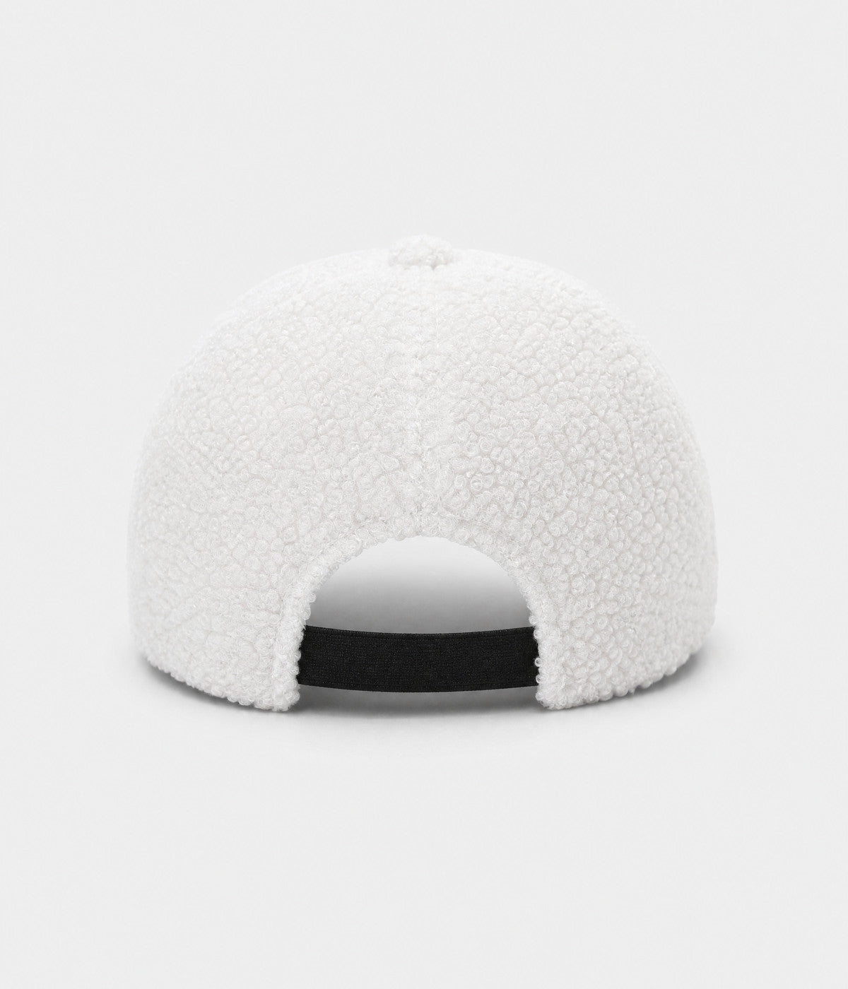 NY TEDDY. teddy plush cap in WHITE, back view