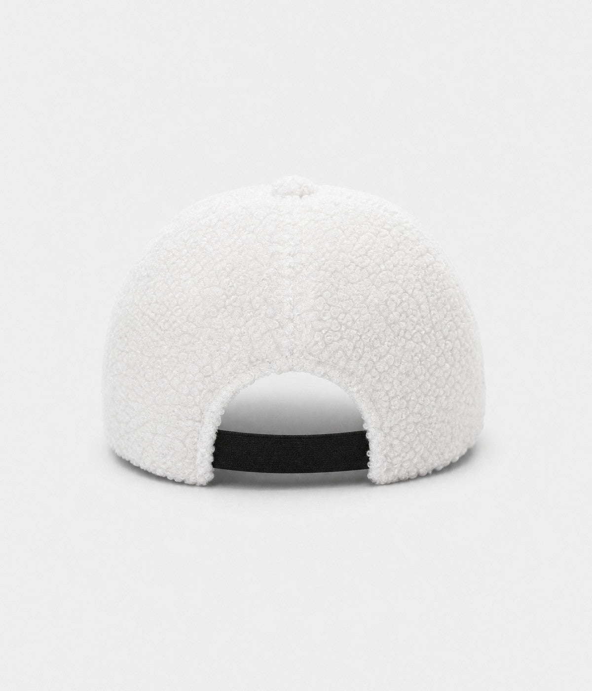 NY TEDDY. teddy plush cap in WHITE, back view