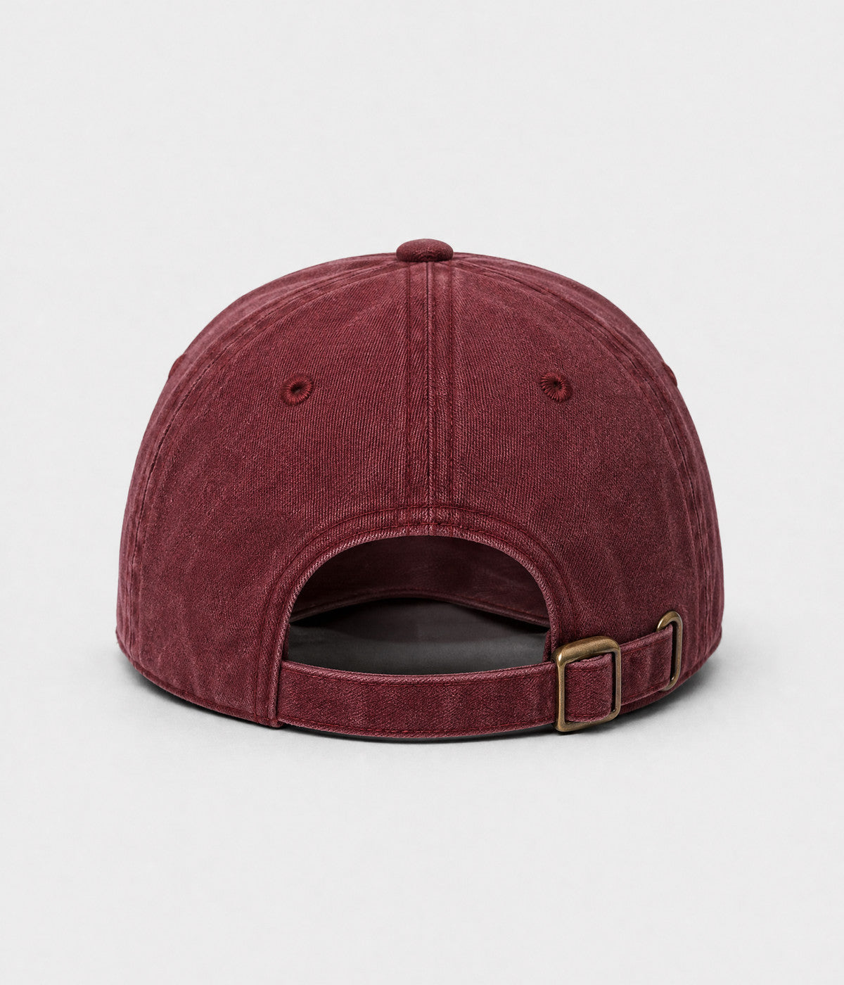 NEVER GIVE UP. washed distressed cotton dad cap in RED, back view