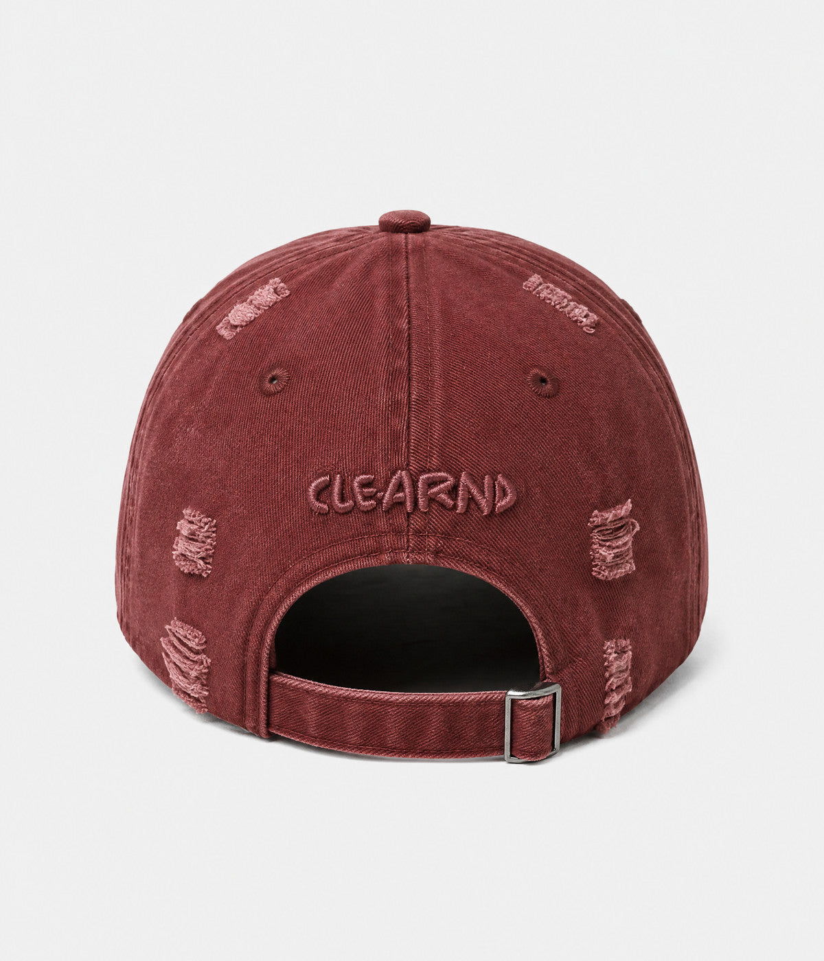 NO TIME FOR ROMANCE. washed cotton cap in DARK RED, back view