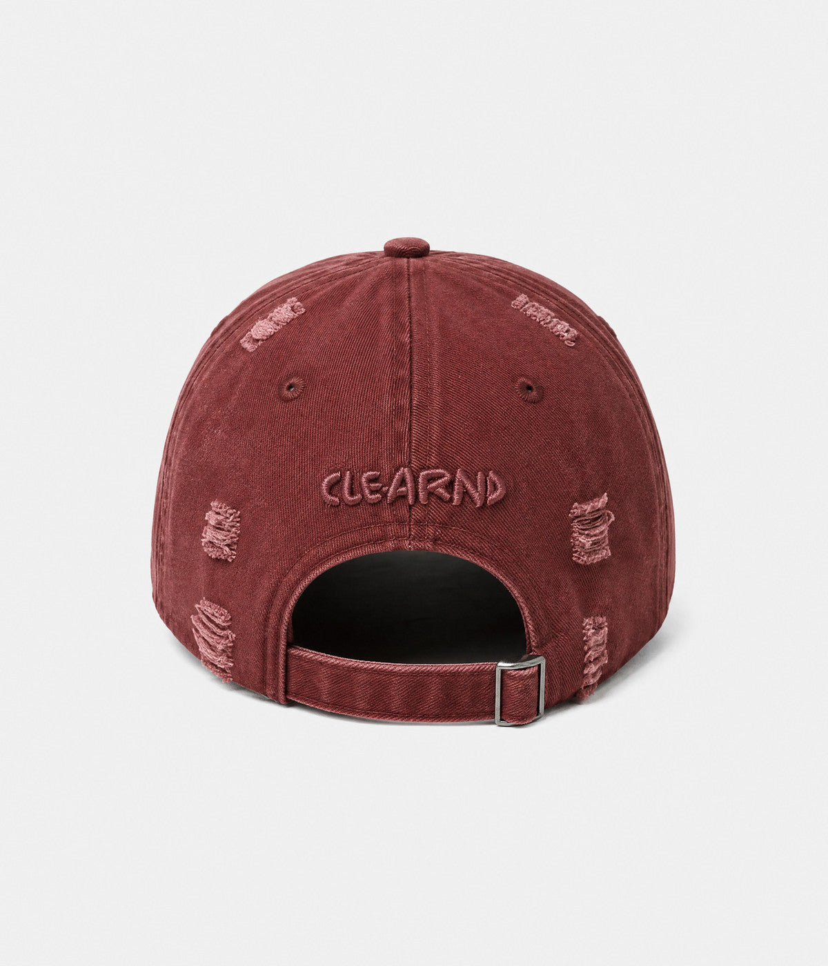 NO TIME FOR ROMANCE. washed cotton cap in DARK RED, back view