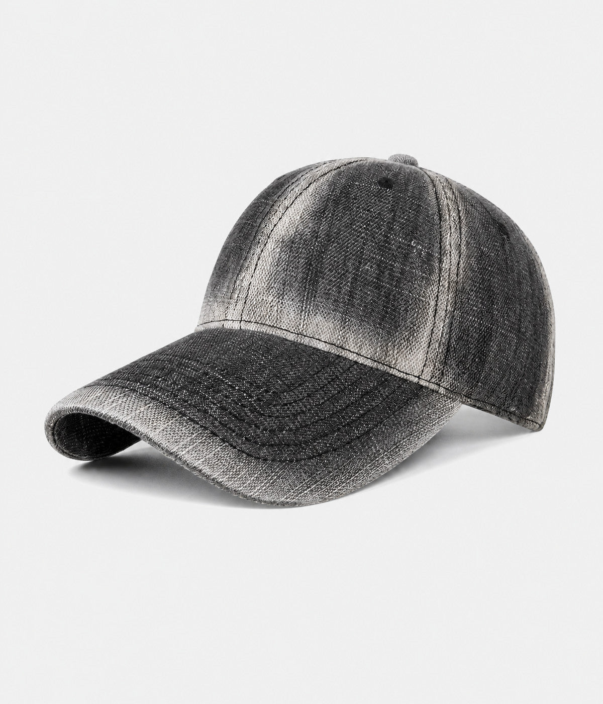 DENIM FADE. washed cotton cap in dark gray, side view