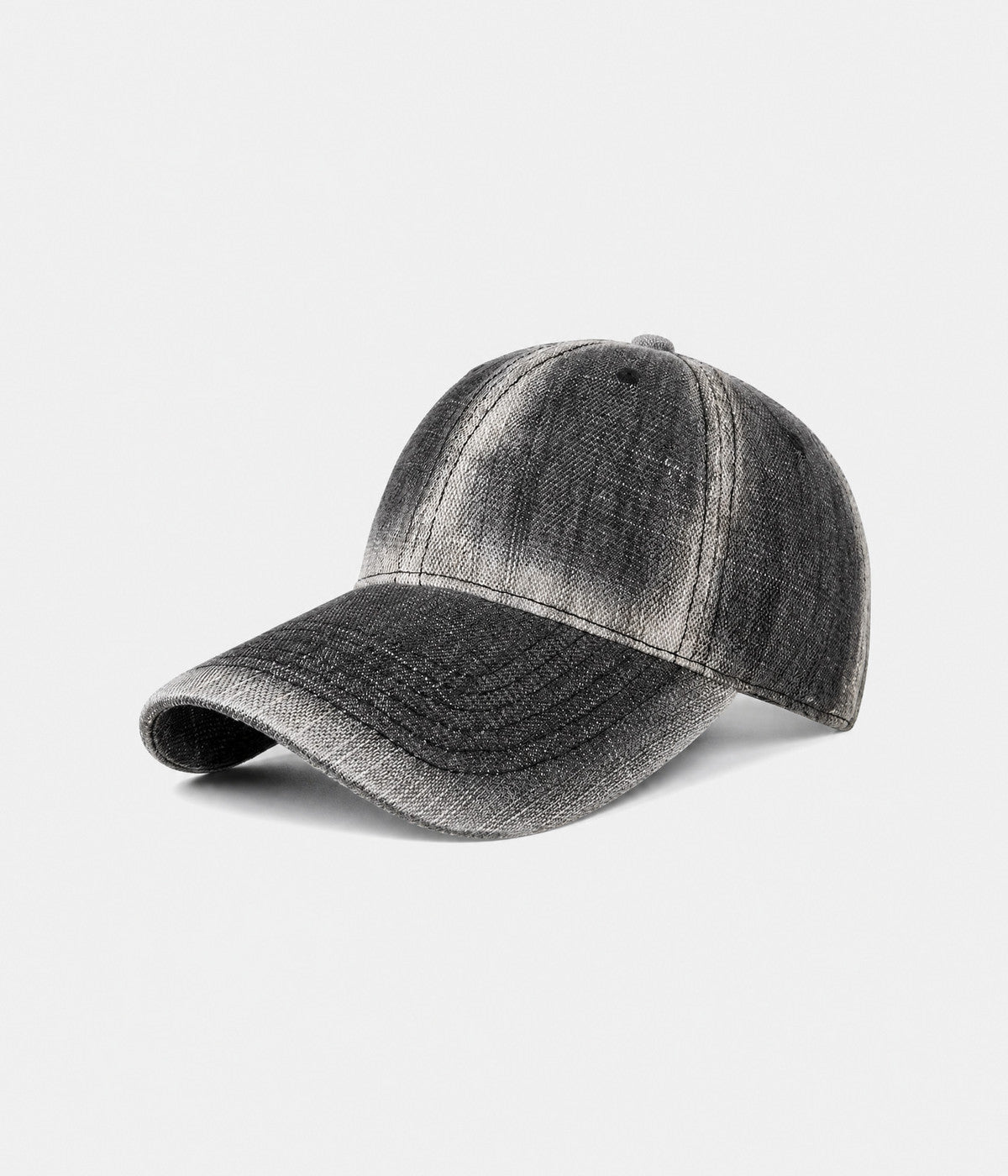 DENIM FADE. washed cotton cap in dark gray, side view
