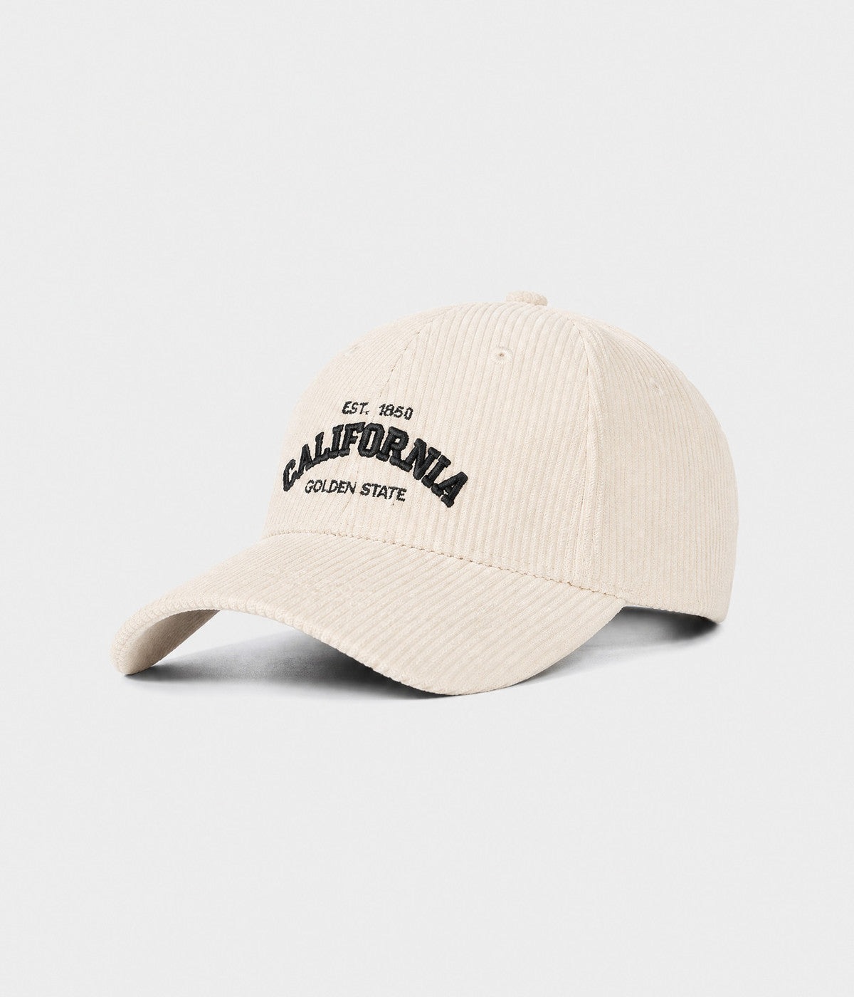 CALIFORNIA CORDUROY. corduroy cap in CREAM, side view