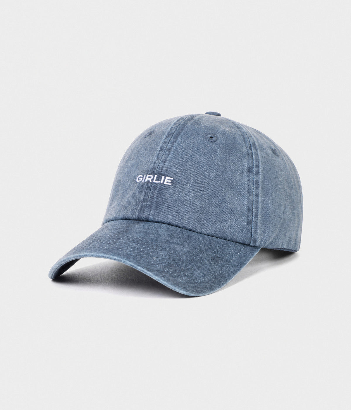 WASHED GIRLIE. washed cotton dad cap in NAVY, side view
