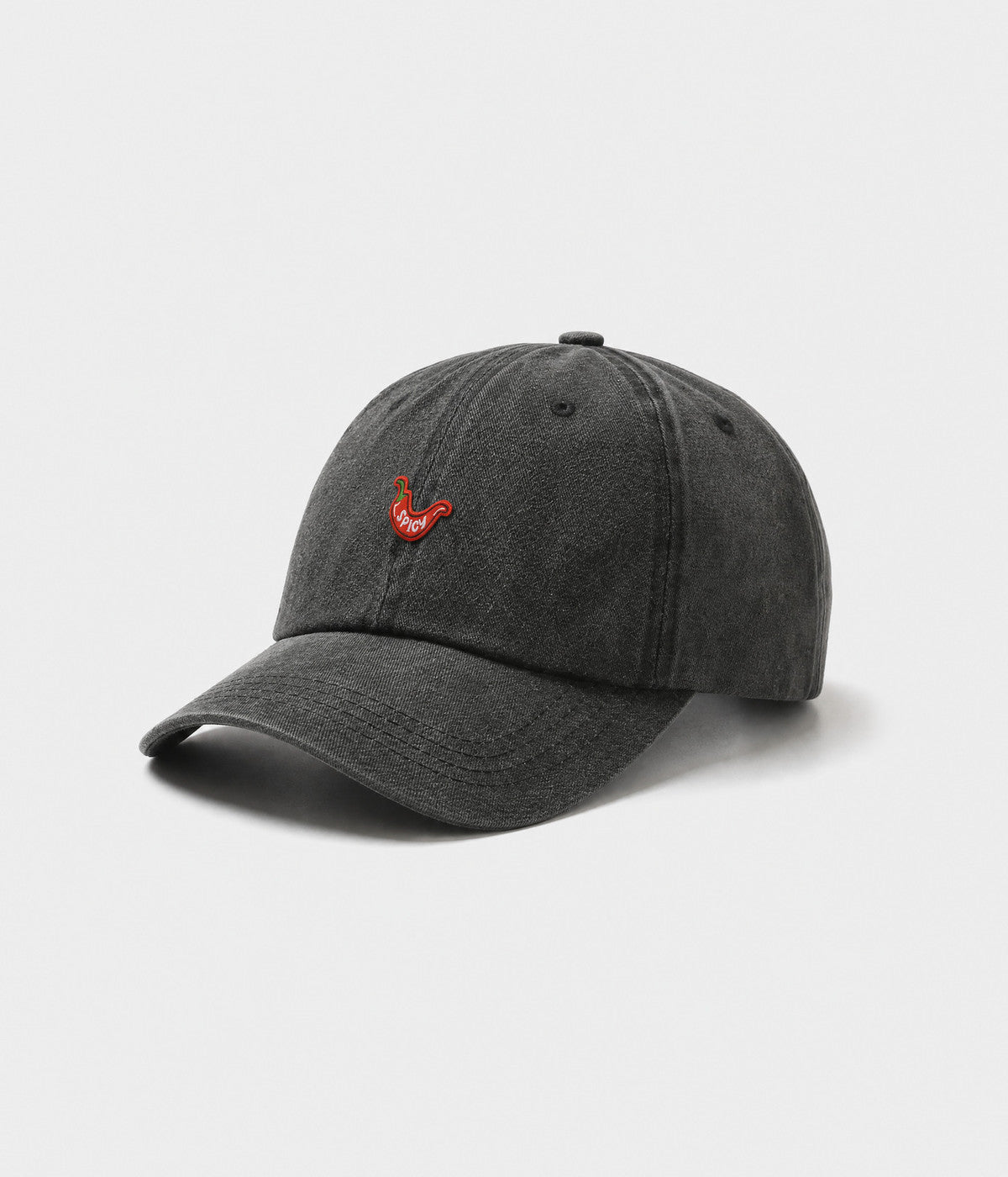 SPICY. washed cotton dad cap in BLACK, side view