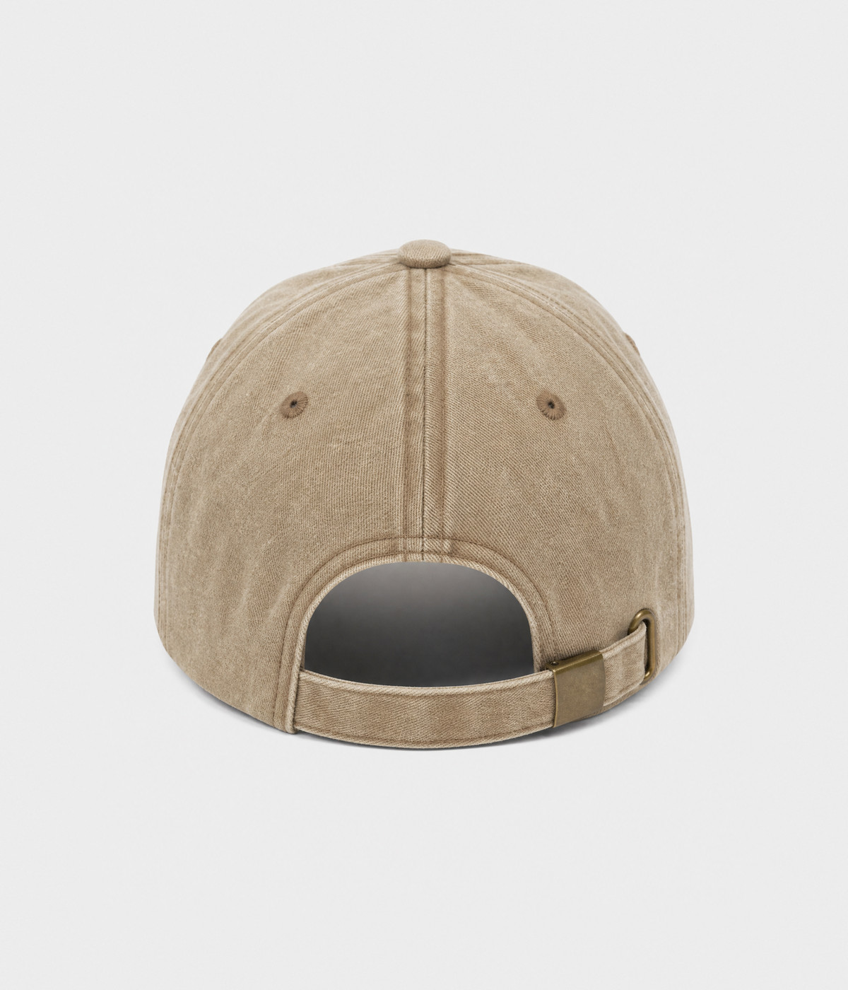 OVERSTIMULATED. washed cotton dad cap in khaki, back view
