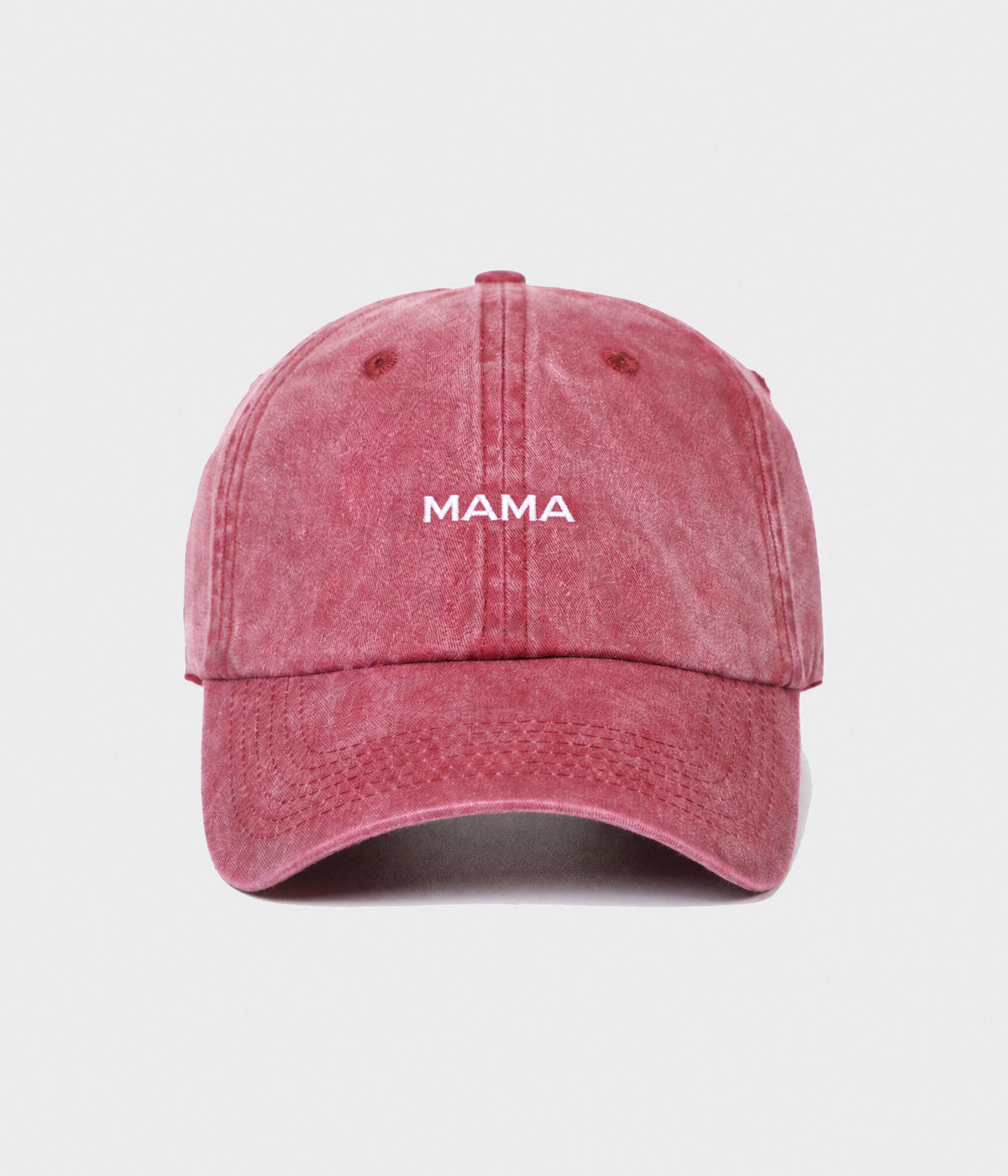 WASHED MAMA. washed cotton dad cap in RED, front view