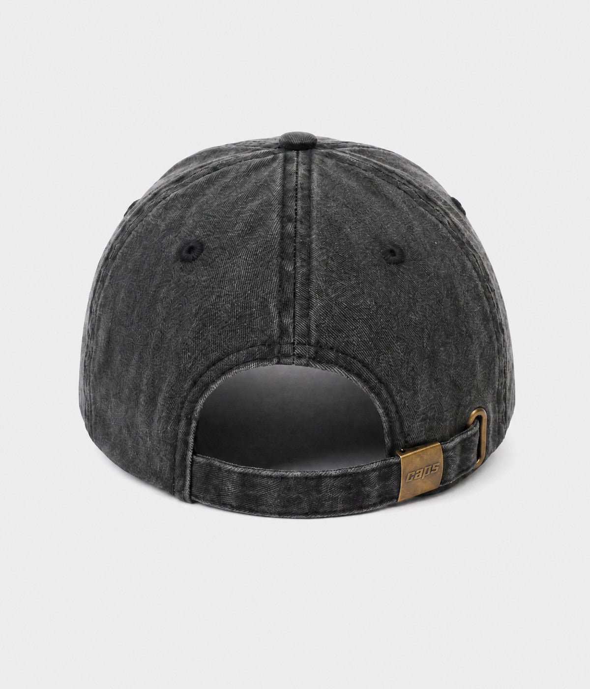 WASHED AUNTIE. washed cotton dad cap in BLACK, back view