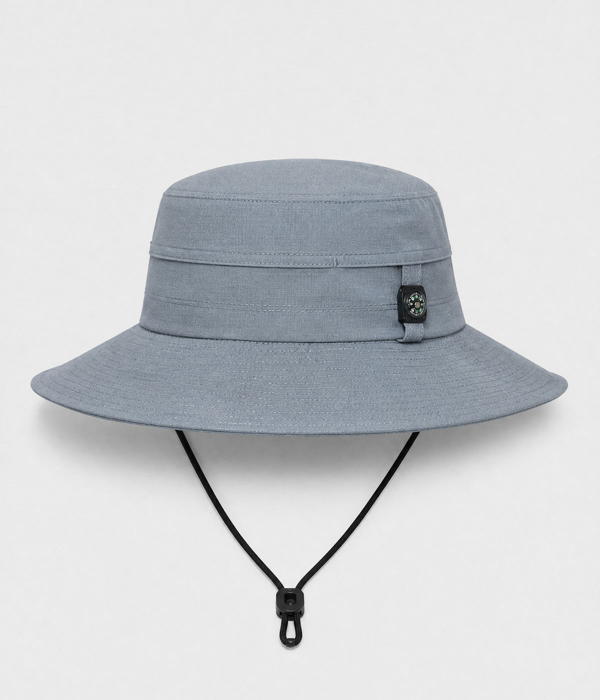 COMPASS BOONIE. quick-dry boonie sun hat with button compass in gray, front view