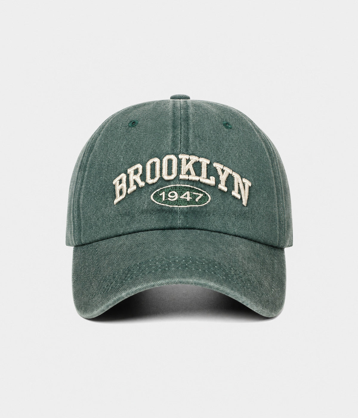 BROOKLYN 1947. washed cotton cap in GREEN, front view