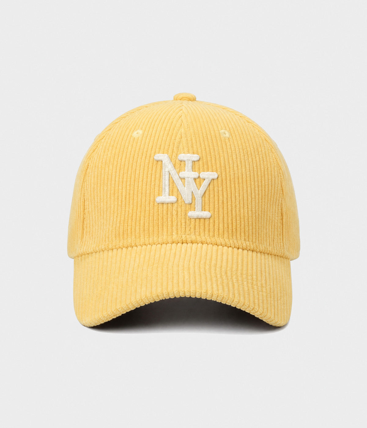NY CORDUROY. corduroy cap in BUTTER YELLOW, front view