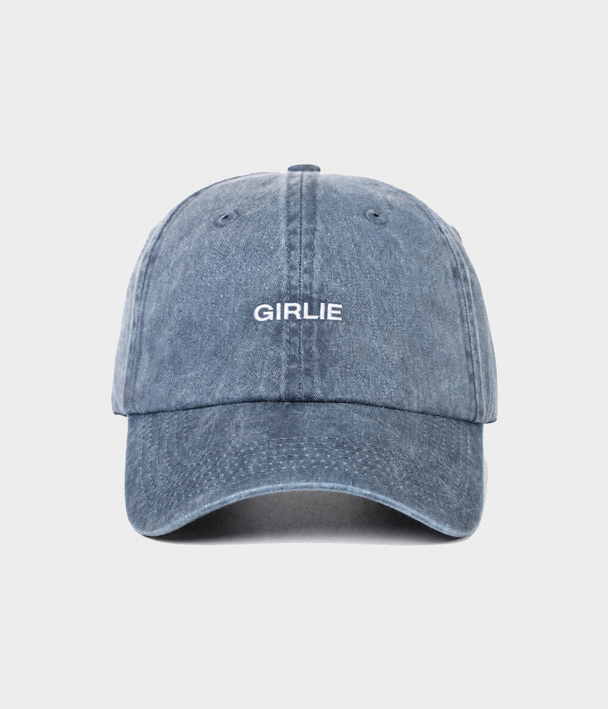 WASHED GIRLIE. washed cotton dad cap in NAVY, front view