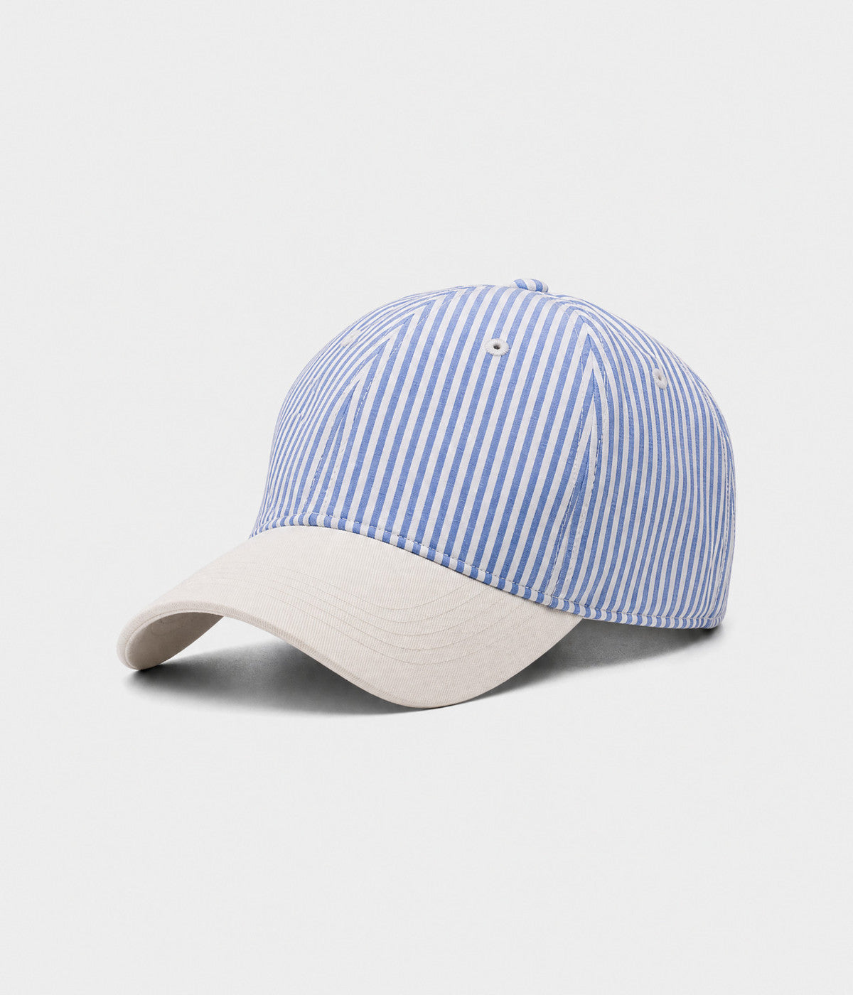 CANDY STRIPE. striped unstructured cap in BLUE, side view