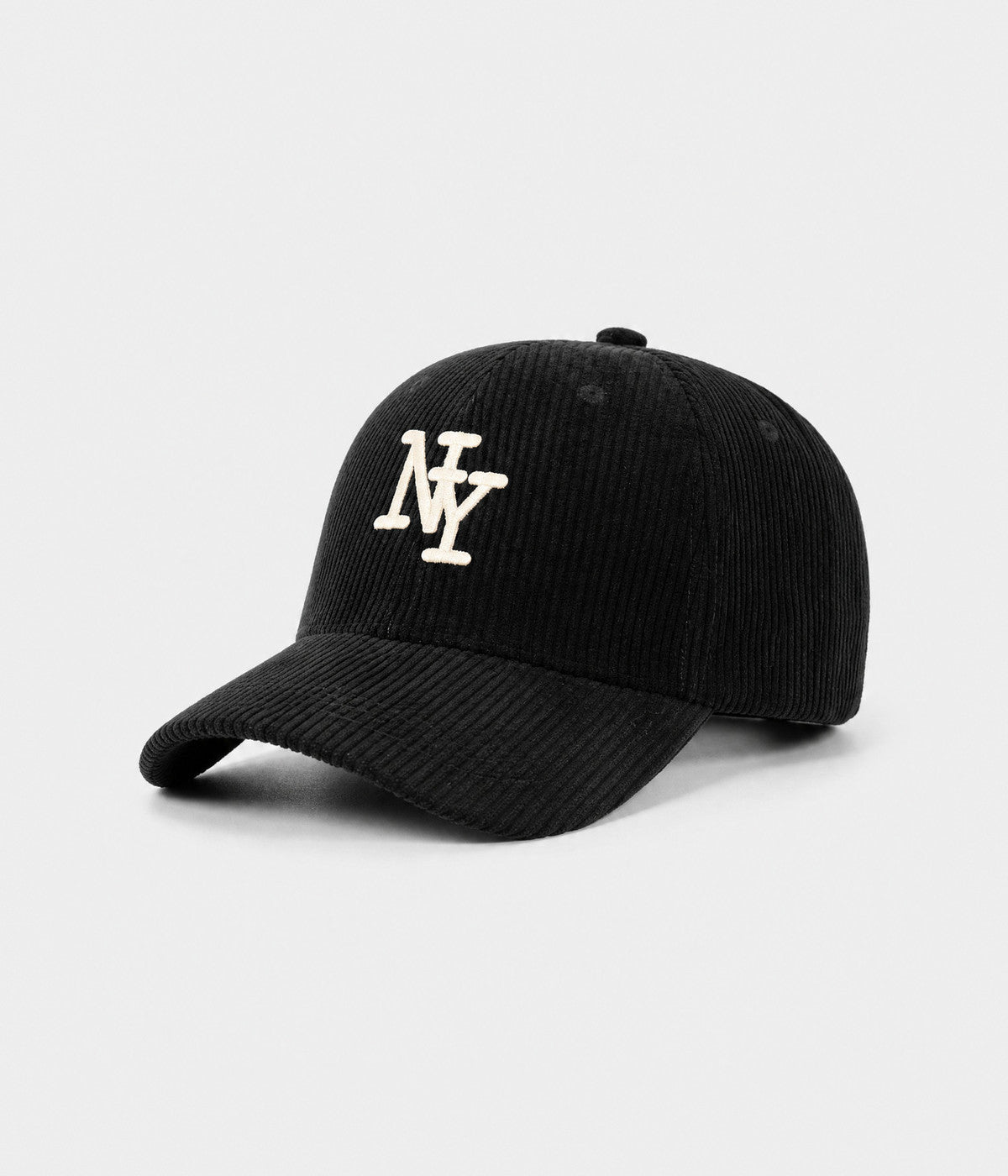 NY CORDUROY. corduroy cap in BLACK, side view