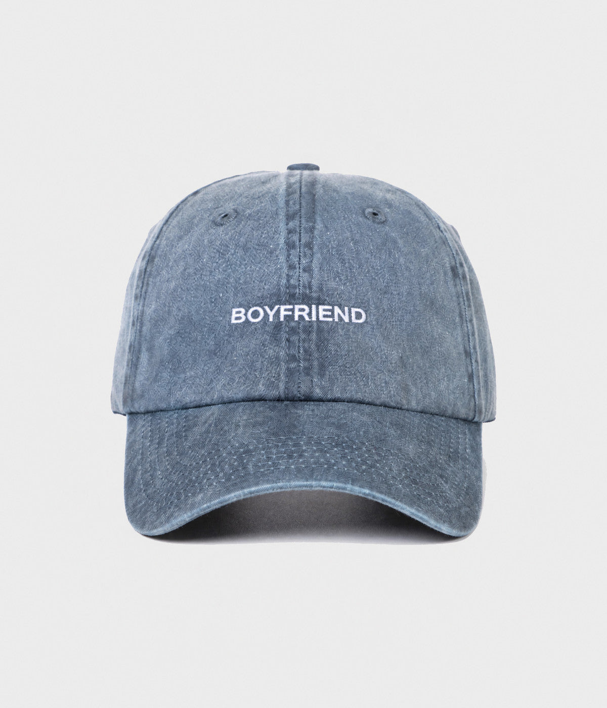 WASHED BOYFRIEND. washed cotton dad cap in NAVY, front view