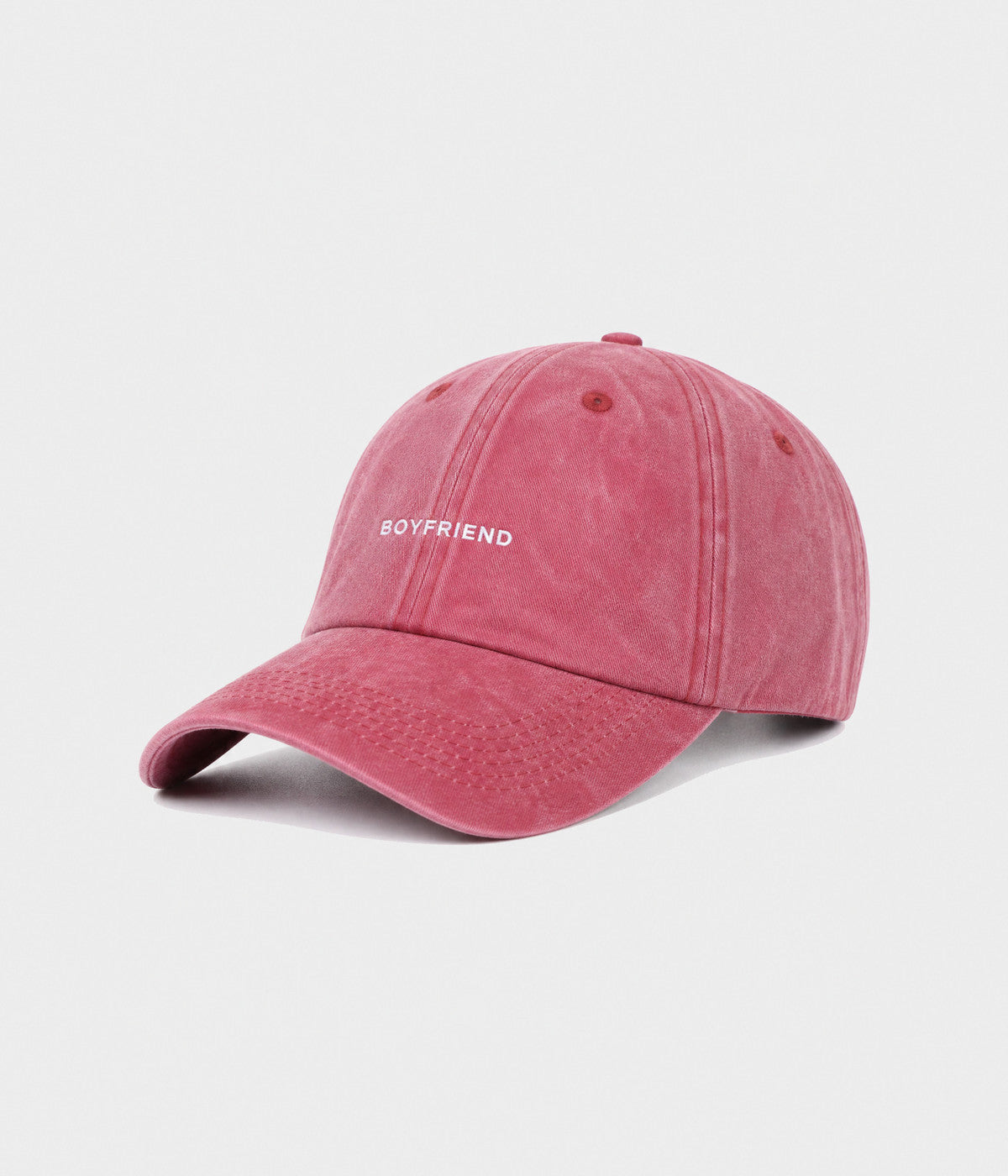 WASHED BOYFRIEND. washed cotton dad cap in RED, side view