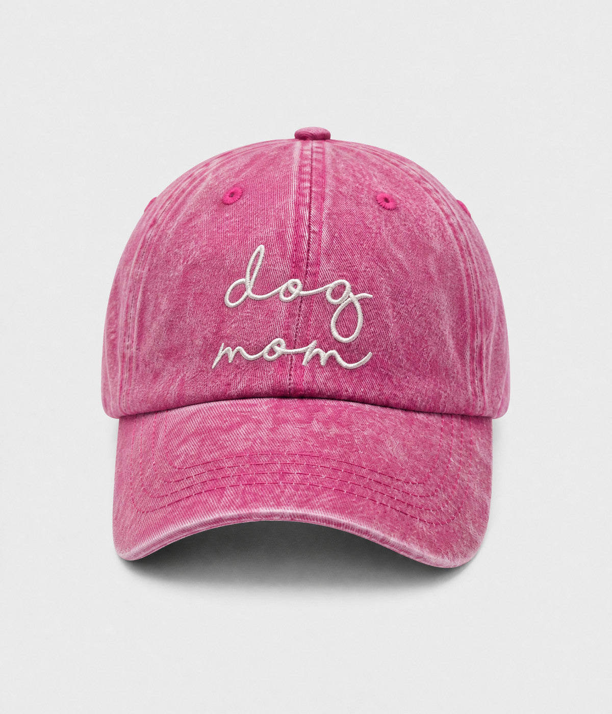 DOG MOM. washed cotton cap in ROSE, front view