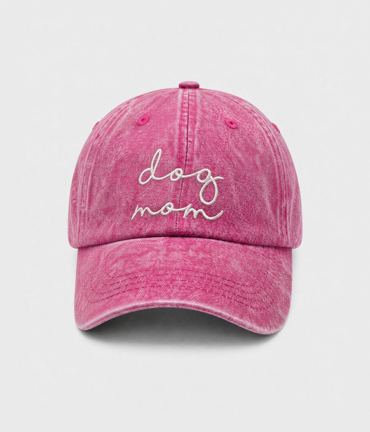 DOG MOM. washed cotton cap in ROSE, front view