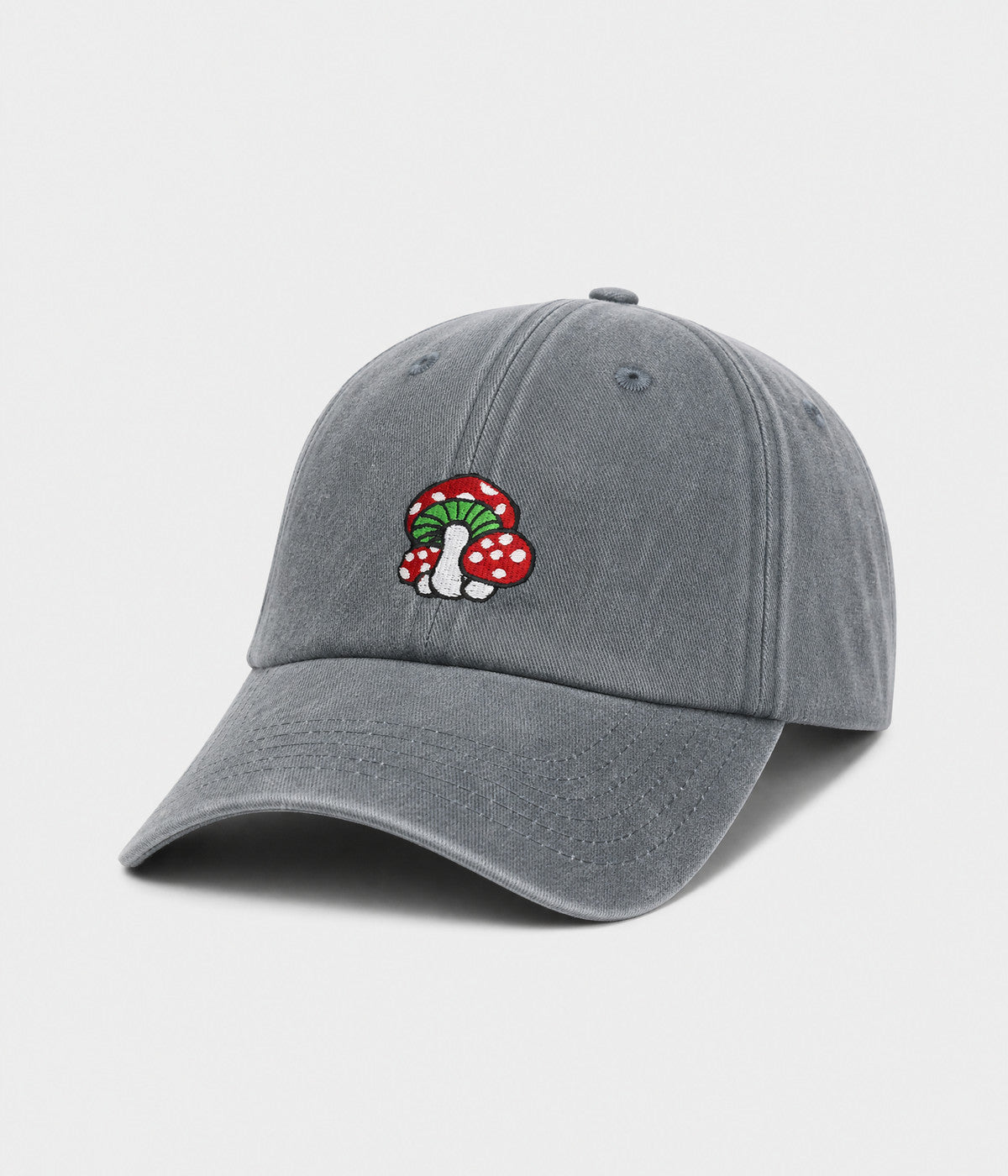 WASHED MUSHROOM. washed cotton cap in GRAY, side view