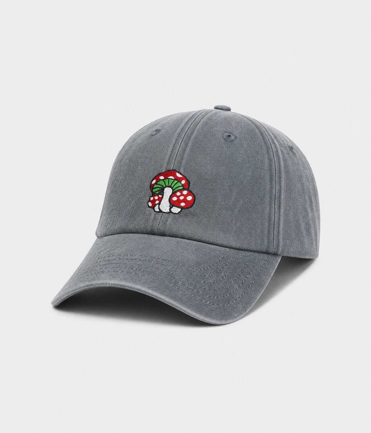 WASHED MUSHROOM. washed cotton cap in GRAY, side view