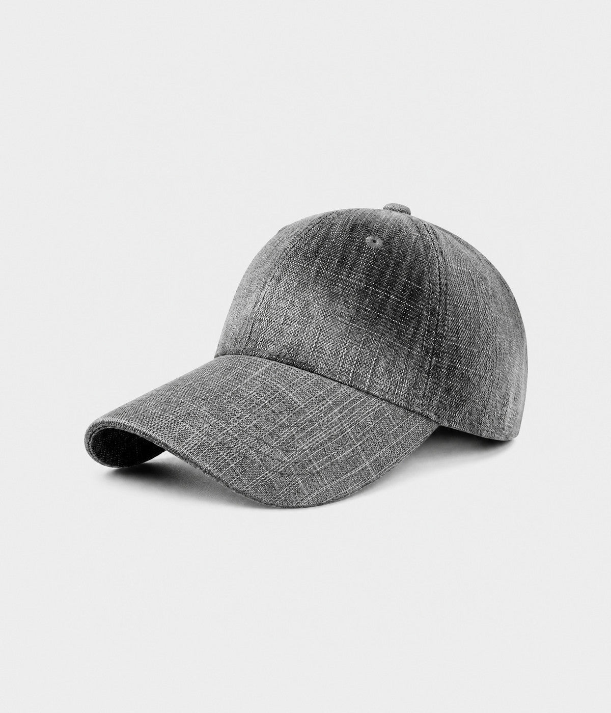 DENIM FADE. washed cotton cap in gray, side view