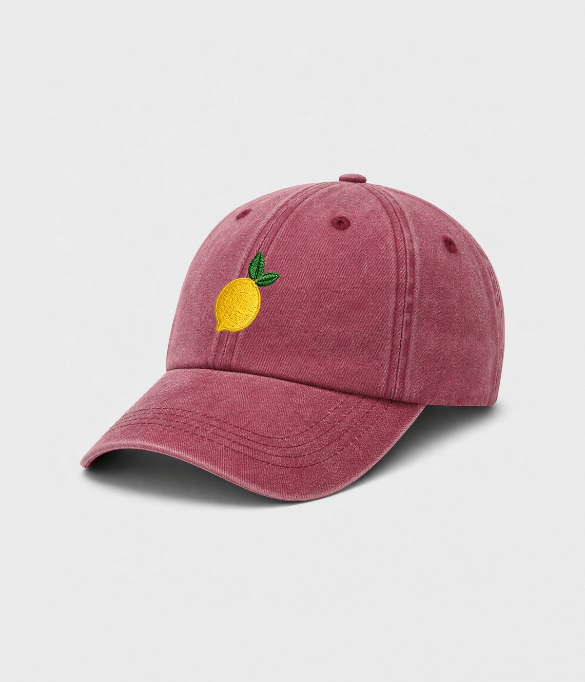 LEMON. washed cotton cap in RED, side view
