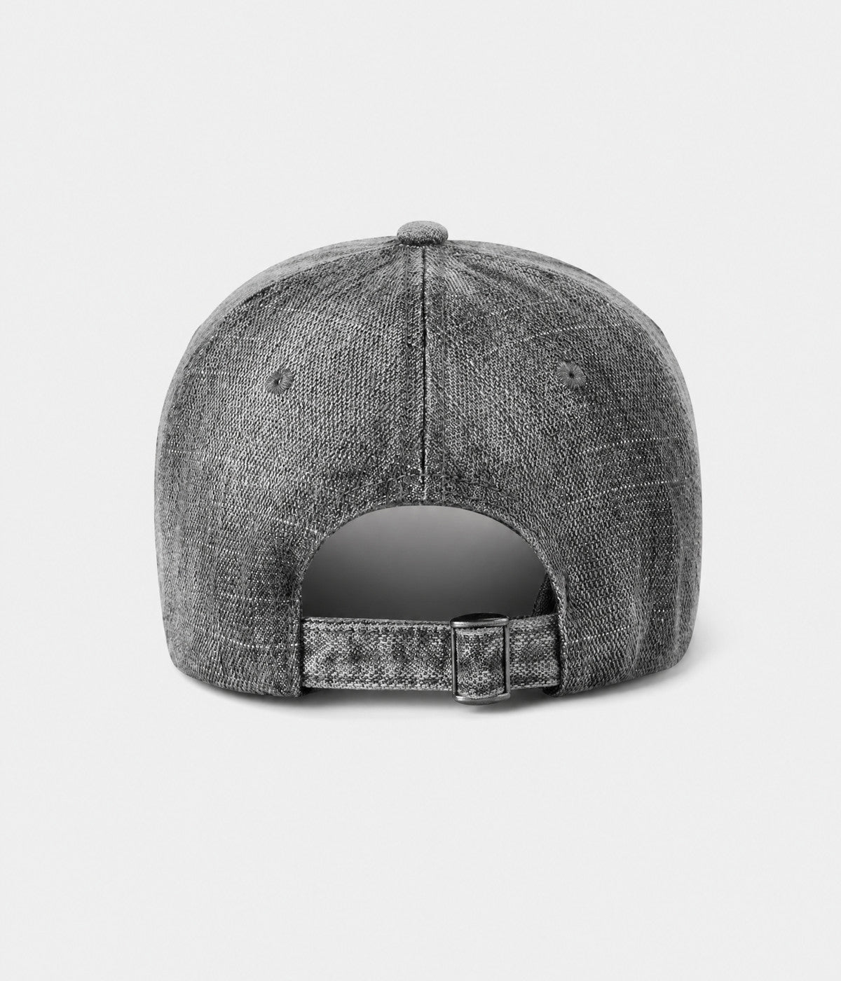 DENIM FADE. washed cotton cap in gray, back view