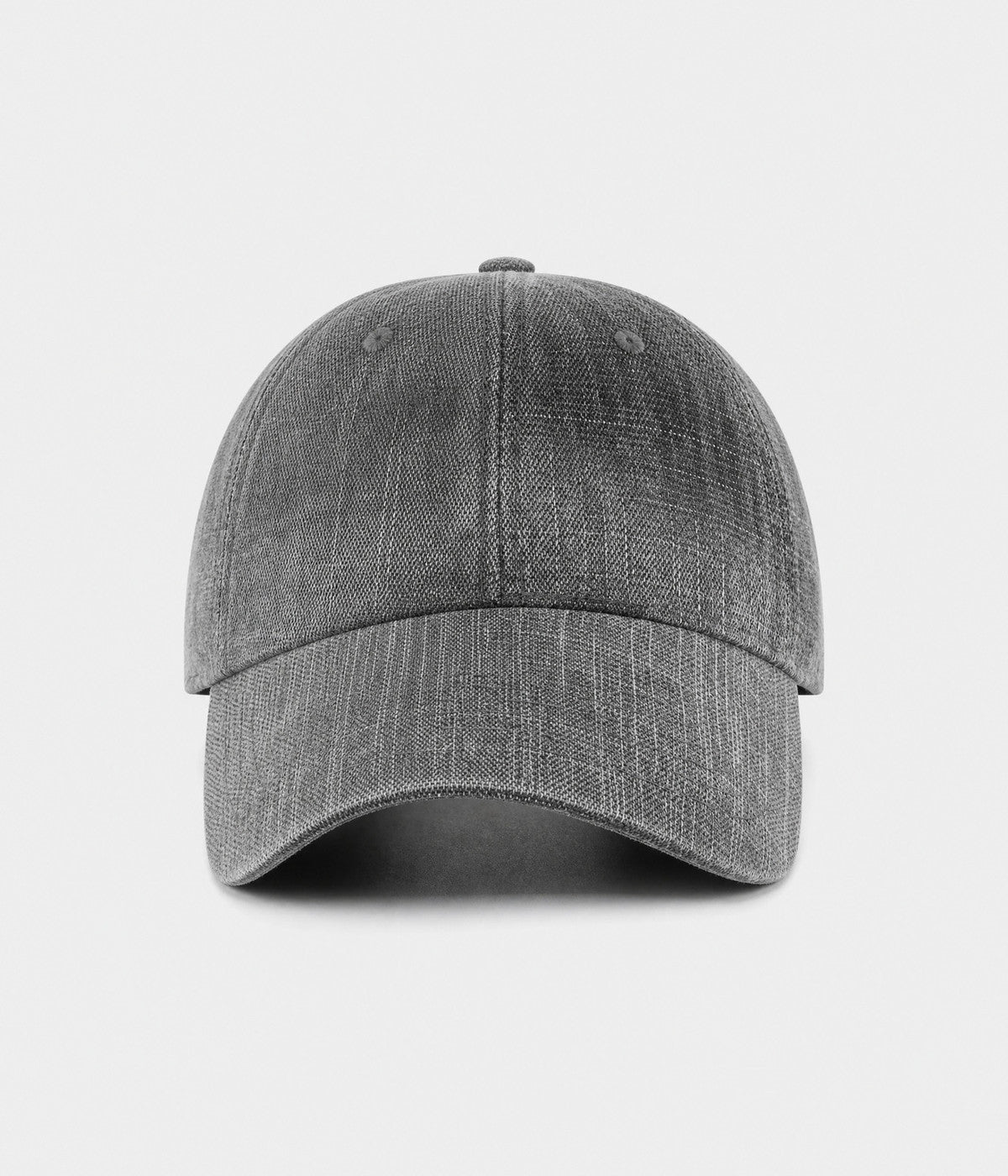DENIM FADE. washed cotton cap in gray, front view
