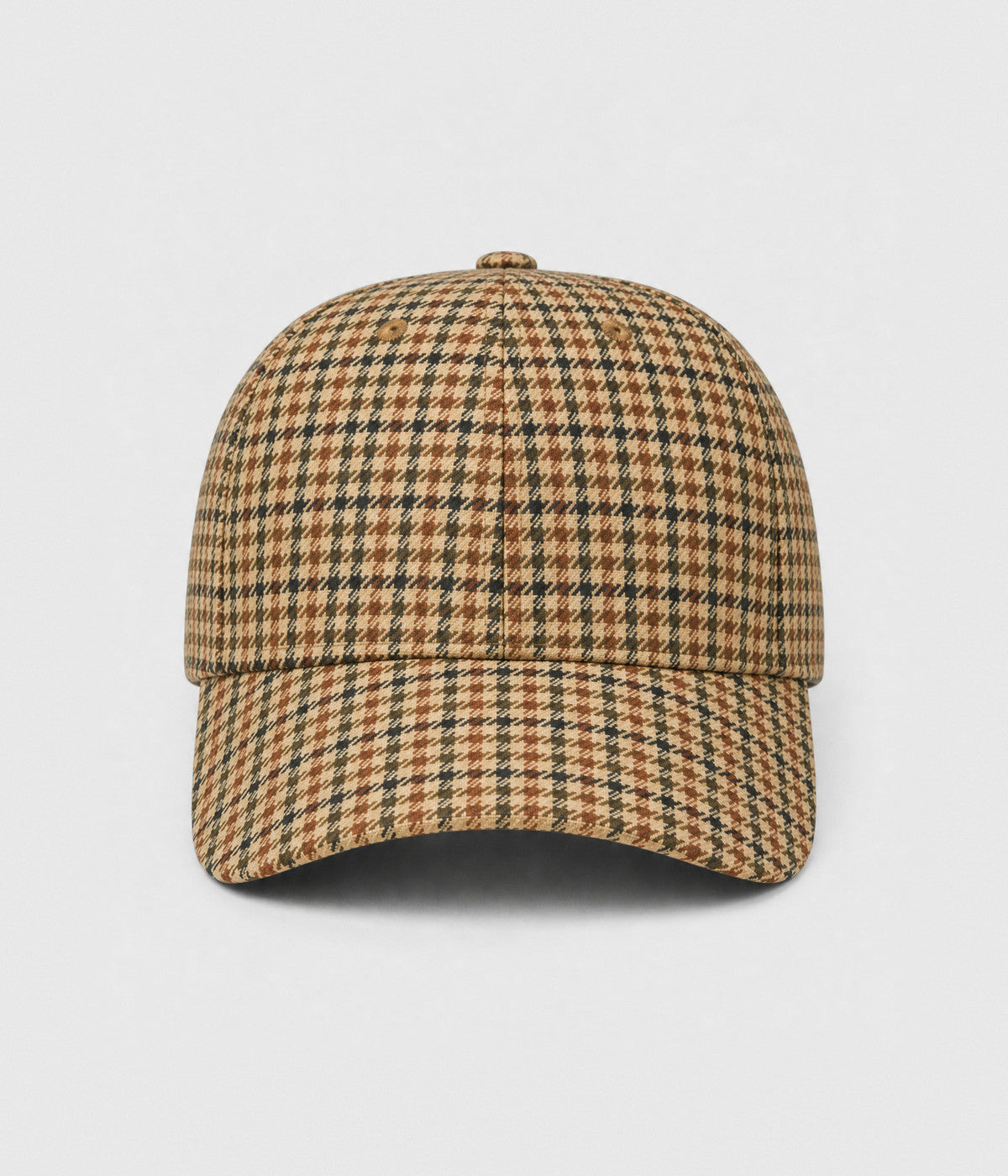 HOUNDSTOOTH. woven houndstooth check cap in khaki, front view