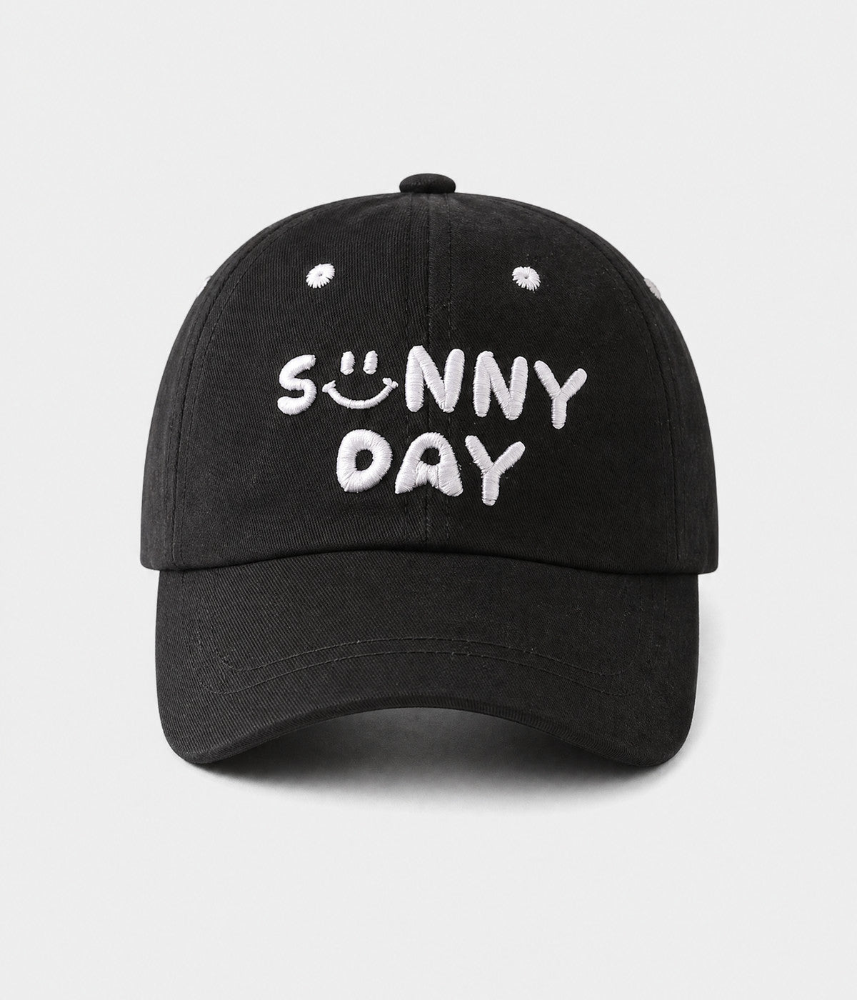 SUNNY DAY. cotton cap in black, front view
