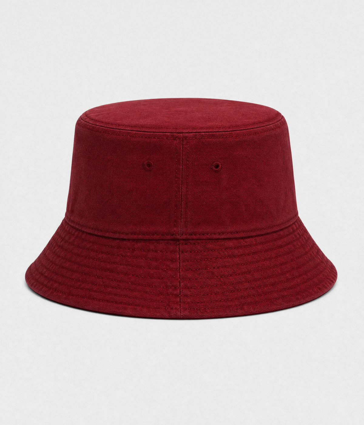 WASHED COTTON BUCKET. washed cotton bucket hat in burgundy, front view