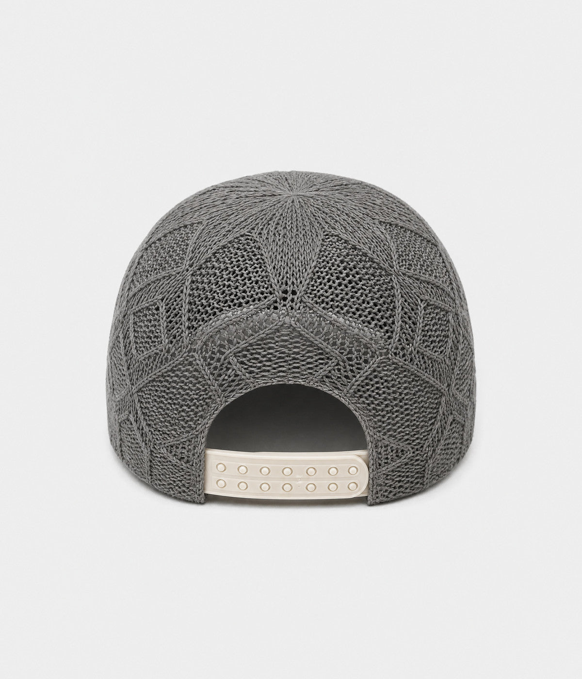 OPEN KNIT. open-knit lattice cap in grey, back view