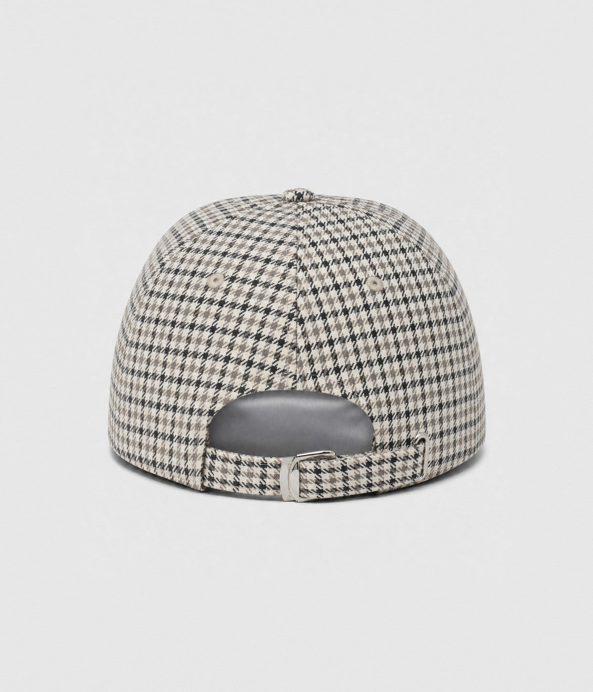 HOUNDSTOOTH. woven houndstooth check cap in beige, back view
