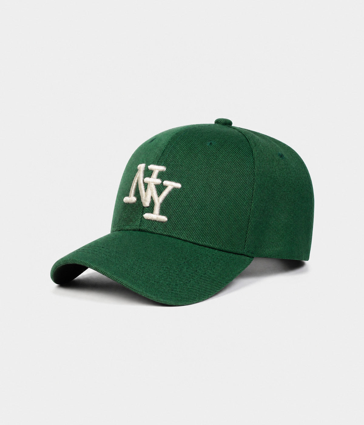 NY MONOGRAM. structured cotton cap in GREEN, side view