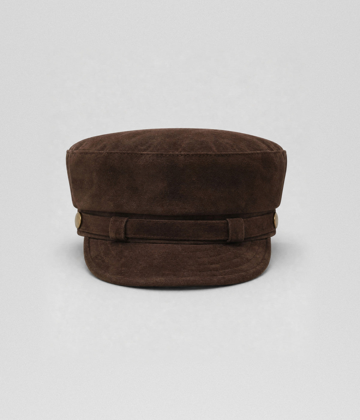 SUEDE SKIPPER. suede skipper cap in DARK BROWN, front view