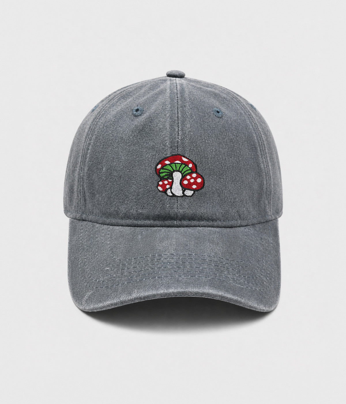 WASHED MUSHROOM. washed cotton cap in GRAY, front view