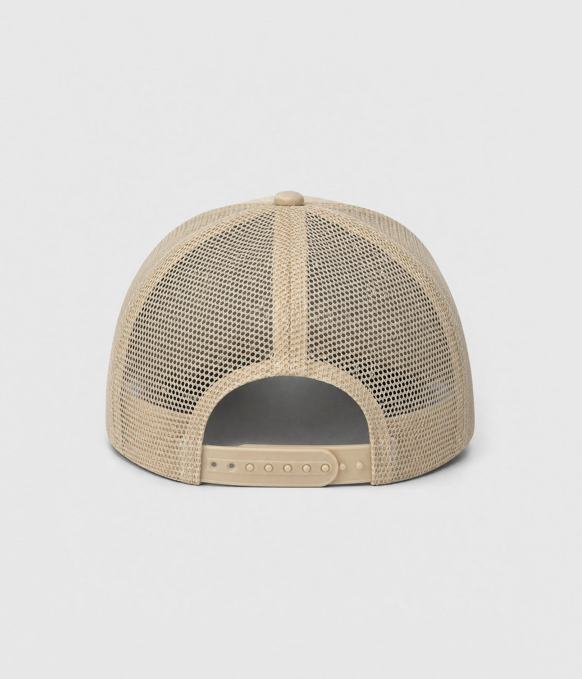 SUPPORT DAY DRINKING TRUCKER. foam-front mesh trucker cap in KHAKI, back view