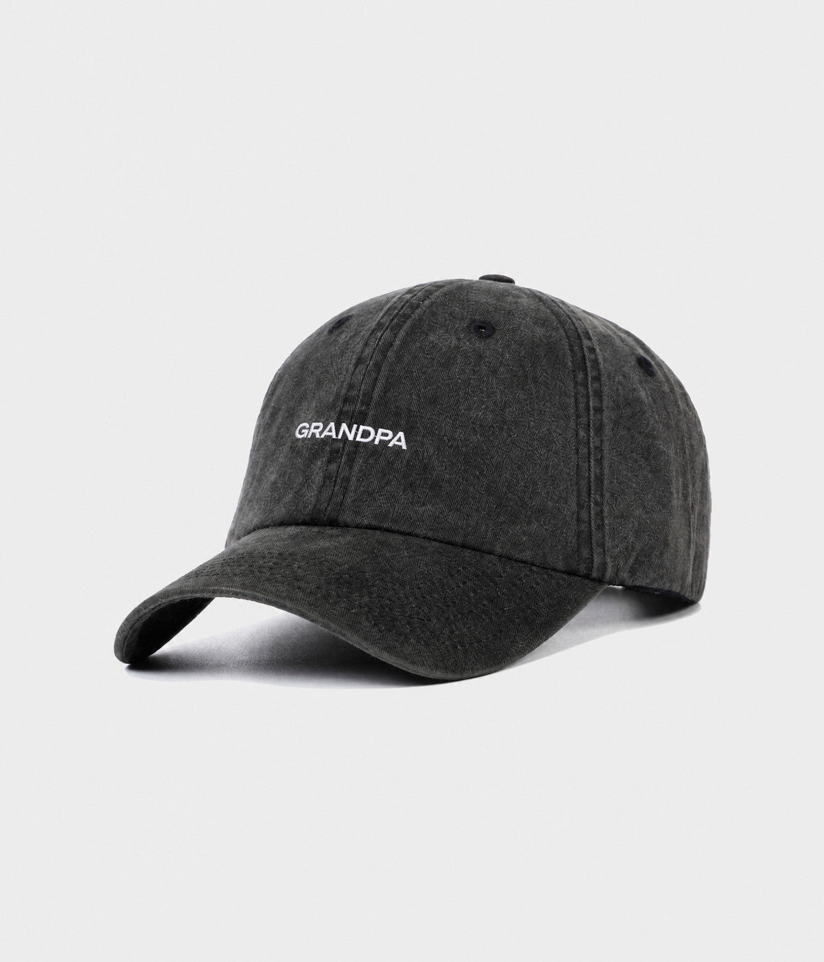 WASHED GRANDPA. washed cotton dad cap in BLACK, side view
