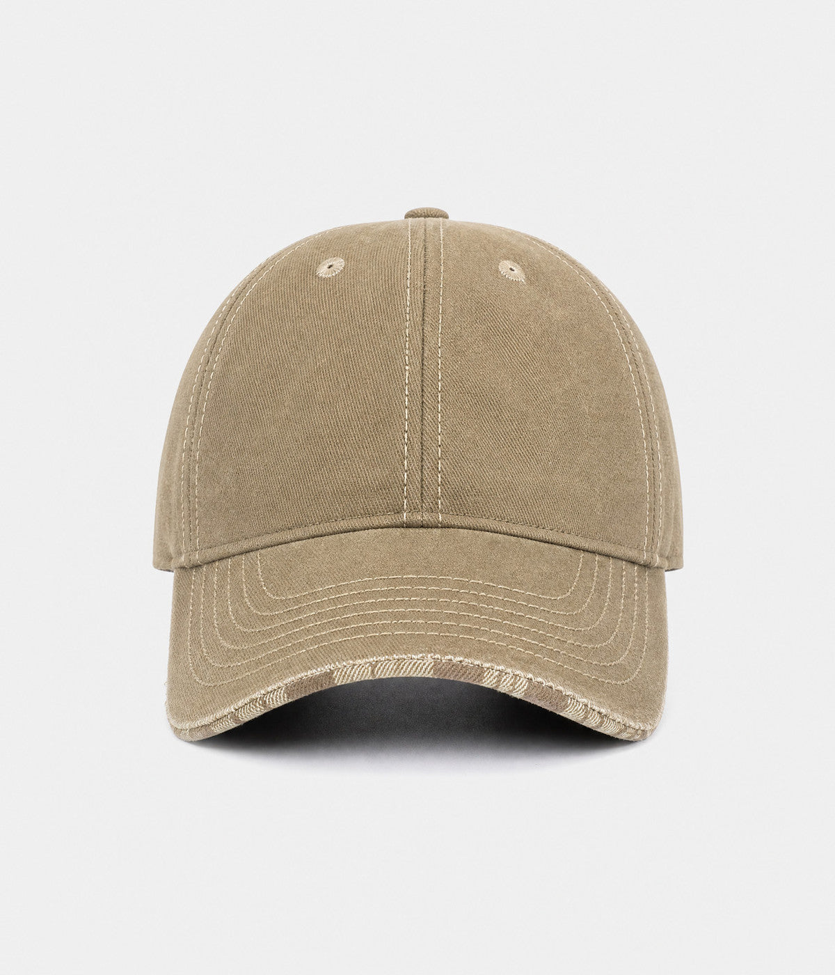 DENIM PLAID. washed denim cap in khaki, front view