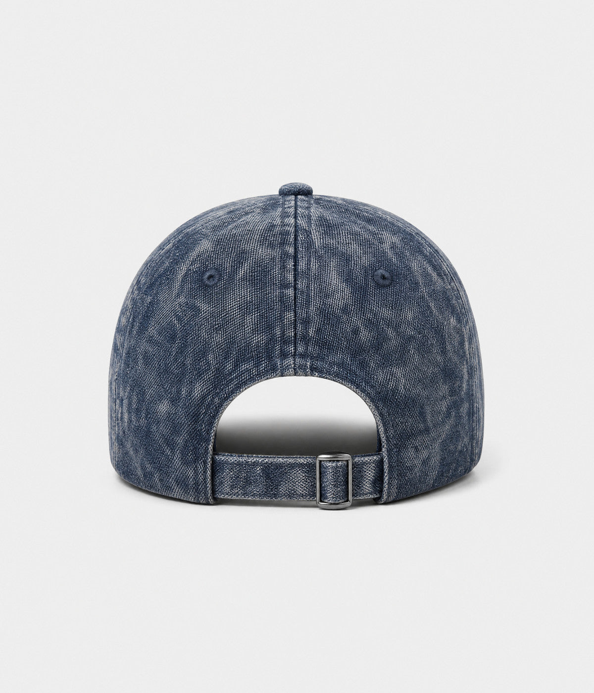 DENIM FADE. washed cotton cap in navy, back view