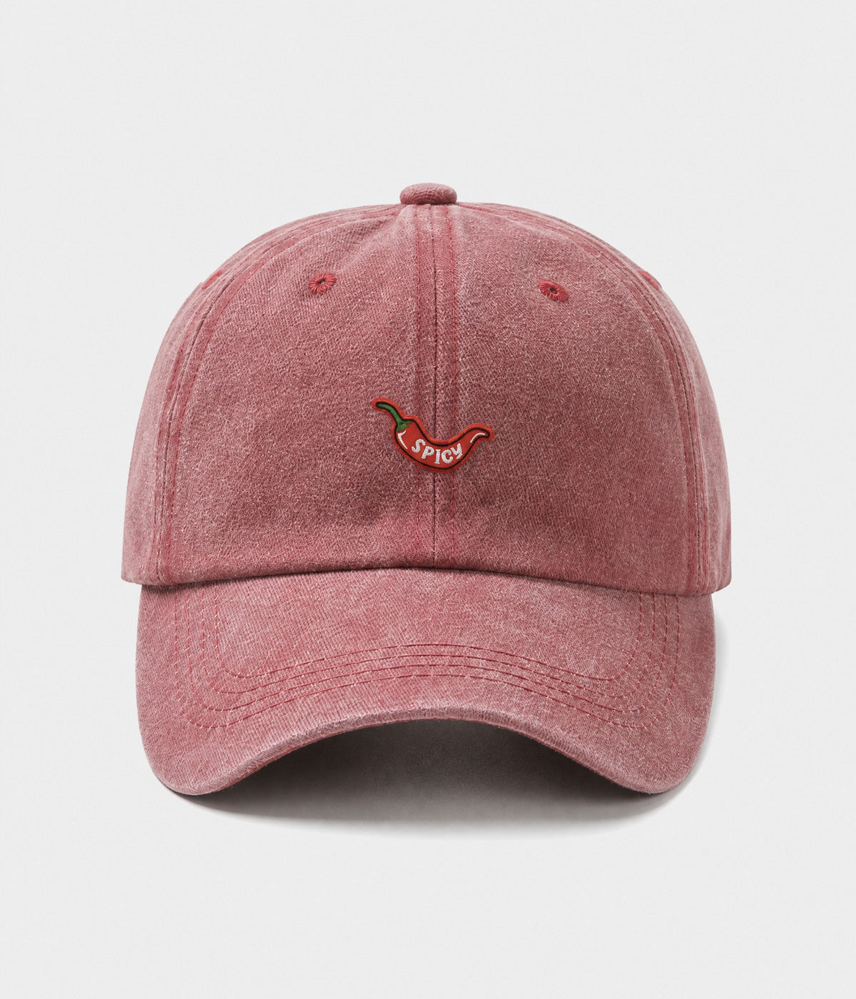 SPICY. washed cotton dad cap in RED, front view